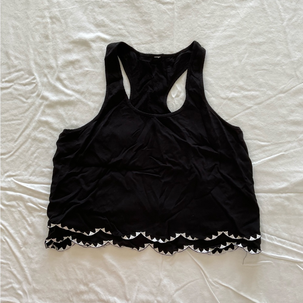 Bethany Moto for Aéropostale Black with White Trim Loose Cropped Tank (size S)